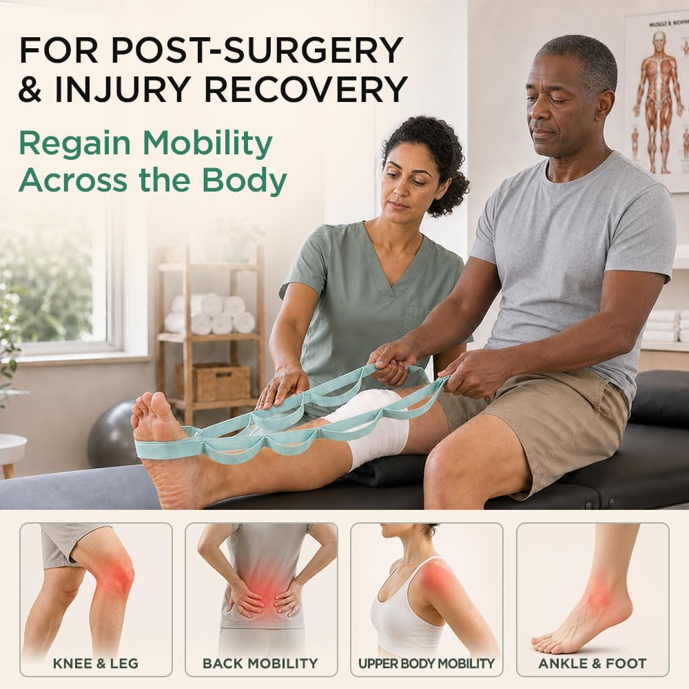 Stretching Strap with 10 Loops for Physical Therapy & Rehab