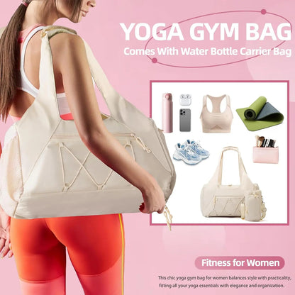 Yoga Mat Bag with Shoe Compartment & Wet Pocket, 1 Count Sport Yoga Gym Bag with Yoga Strap, Carryall Yoga Tote Bag Exercise Mat