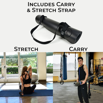 Hot Yoga Mat Non Slip-Professional Grade Natural Rubber Yoga Mat, Pliates Mat, Stretching Mat or Exercise Mats for Home Workout. Nonslip for Hot and Sweaty Classes. Includes Yoga Strap for Carrying and Stretching Too.