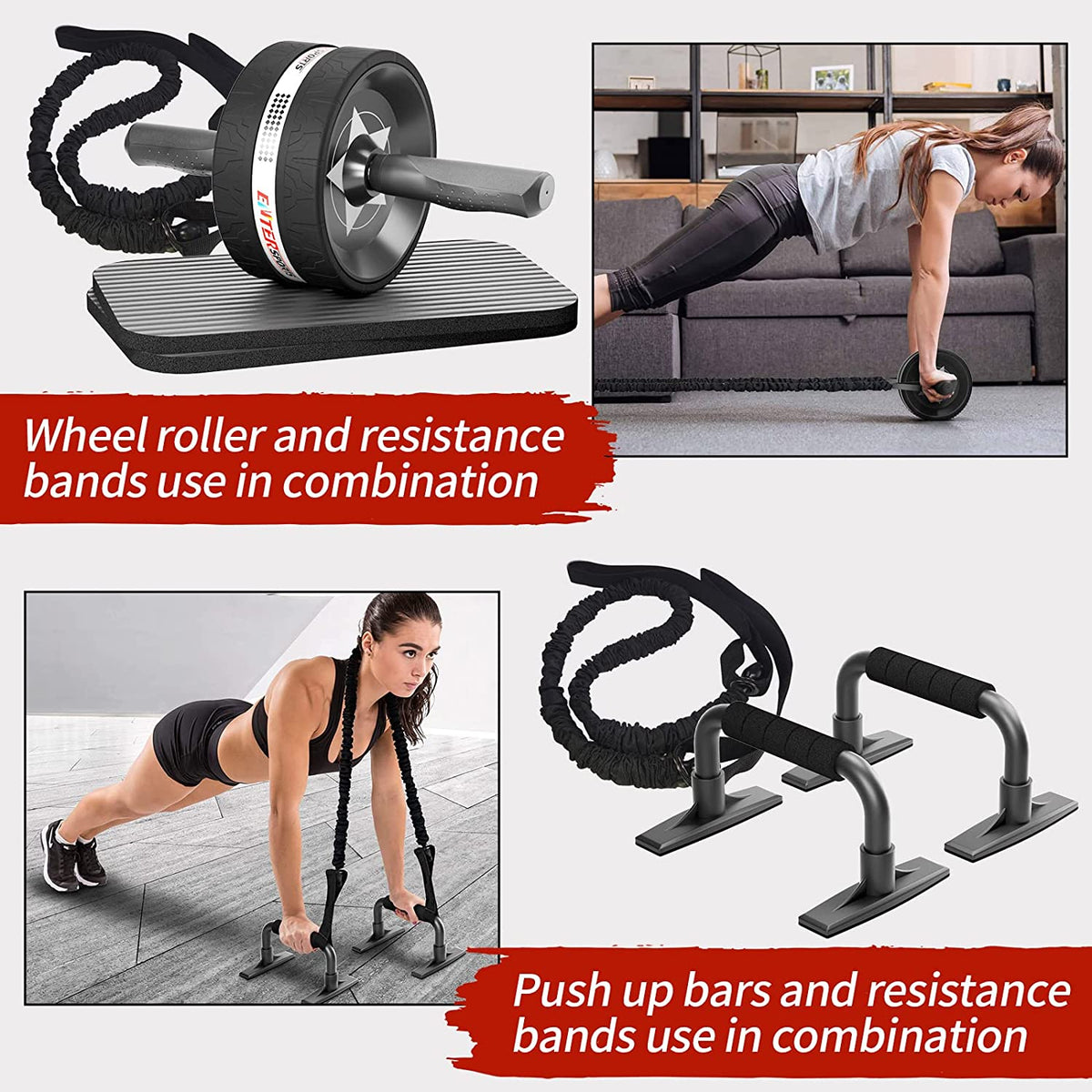 Ab Roller Wheel for Abs Workout with 2 Knee Pads for Home Gym