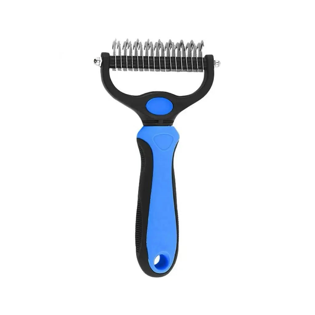 Pain-Free Dematting Undercoat Rake for Long-Haired Dogs & Cats, Dual Shedding Brushes with Double-Sided Design, Deshedding Grooming Tool for Tangles & Fur Removal, Reduces Loose Hair & Mats Easily