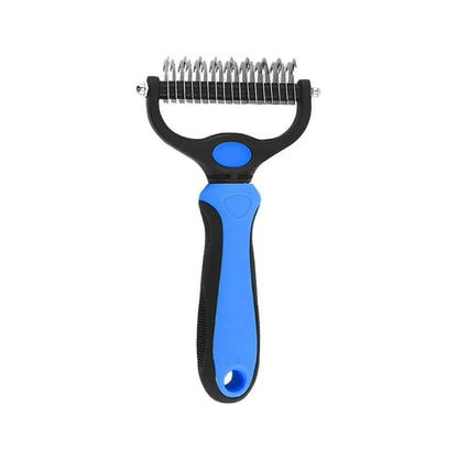 Pain-Free Dematting Undercoat Rake for Long-Haired Dogs & Cats, Dual Shedding Brushes with Double-Sided Design, Deshedding Grooming Tool for Tangles & Fur Removal, Reduces Loose Hair & Mats Easily