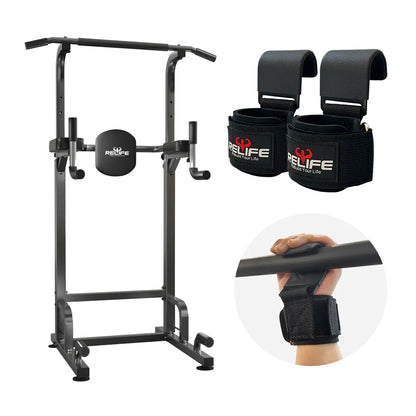 Relifesports 450LBS Power Tower Multi-Function Dip Station, Pull-Up Station & Push-Up Station Adjustable Workout Equipment for Home Full Body Training
