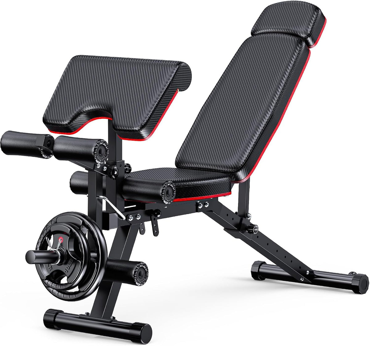 Workout Bench, Adjustable Weight Bench with Leg Extension and Leg Curl, Extended Headrest, 900LBS Preacher Curl Bench Incline Decline Flat Workout Bench for Home Gym Full Body Exercise