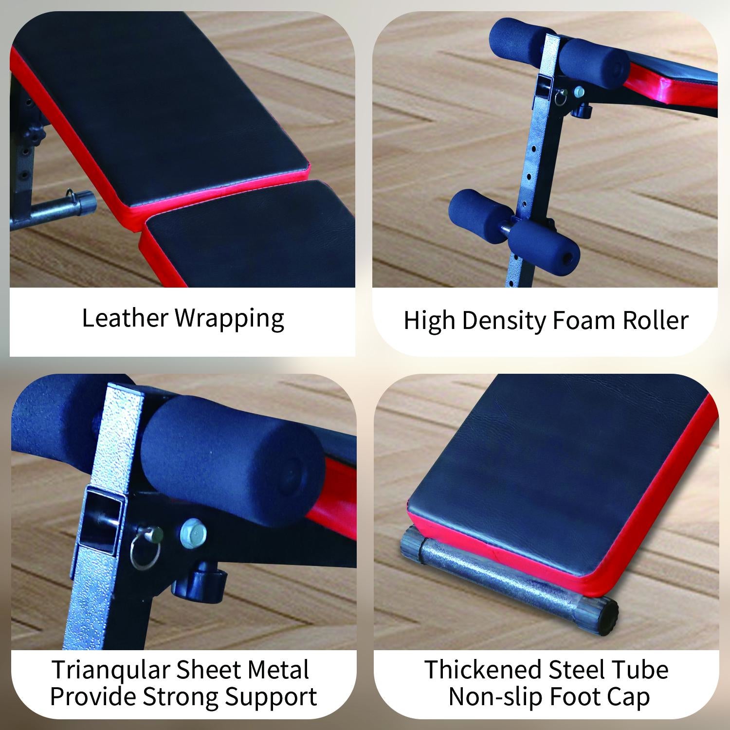Adjustable Weight Bench with Steel Frame for Muscle Building Weight Lifting, Portable Foldable Design with Cushioned Support & Multiple Angles, 100Kg Capacity, Portable Adjustable Resistance Weight Lifting
