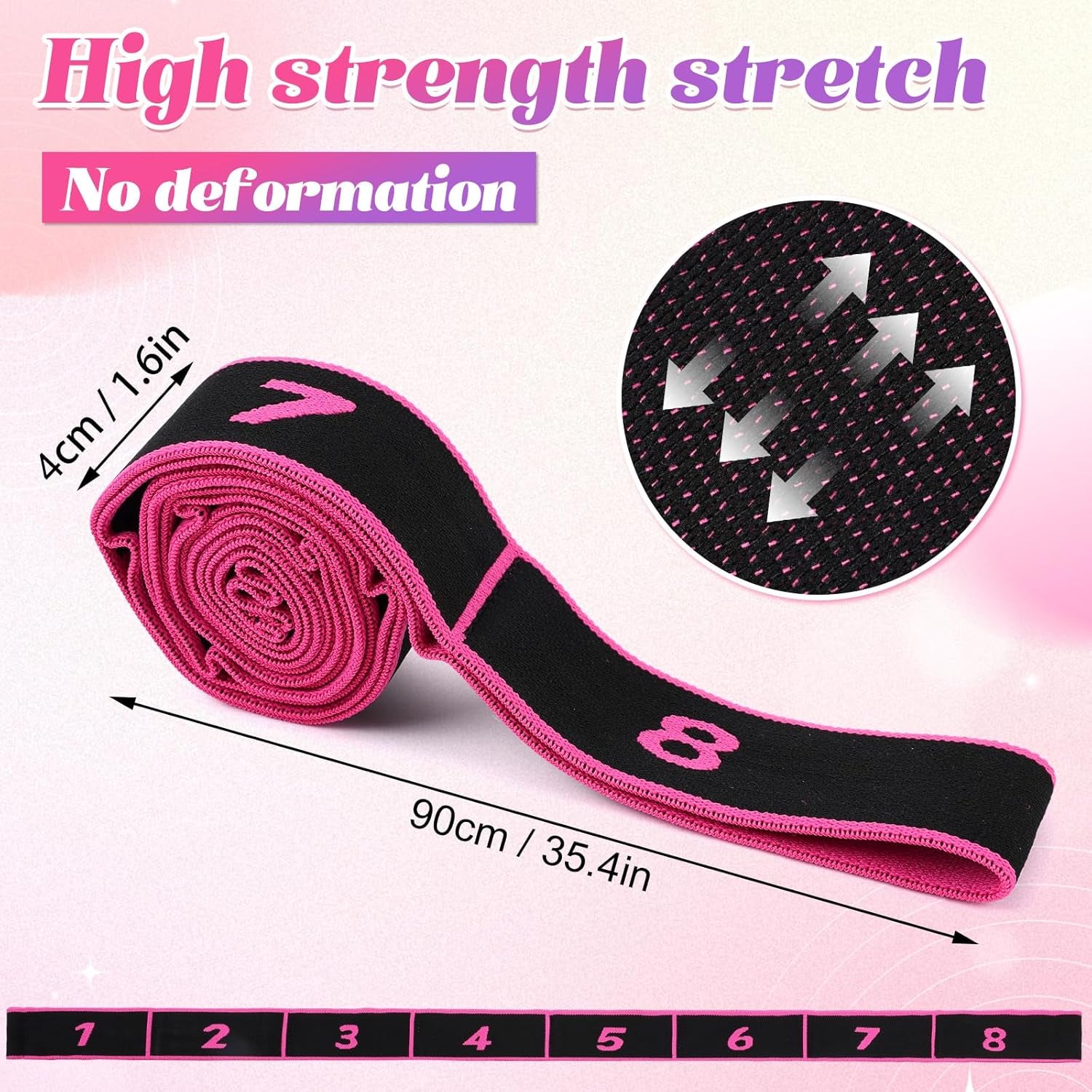 3PCS Fitness Resistance Band for Stretching and Yoga, 8-Section Numbered Elastic Resistance Band | Fitness Band with Clear Markings for Yoga, Stretching, Pilates