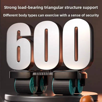 4-Wheel Abdominal Wheel Roller with Elbow Support and Phone Holder, Core Training Ab Roller for Men and Women, Ab Roller Wheel