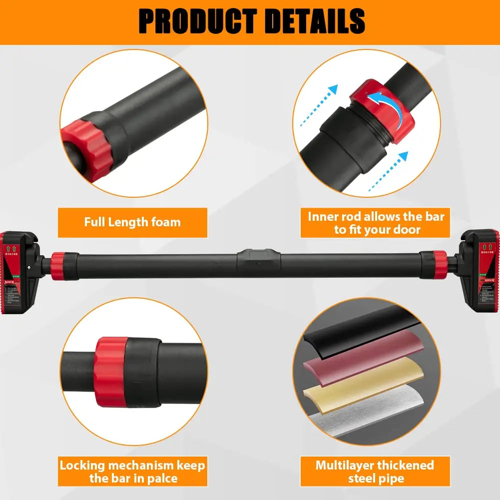 Pull up Bar for Doorway with Level Meter & Anti-Slip Design - Adjustable No Screws Chin up Bar for Home Gym, 440 LBS Max Load, for Strength Training