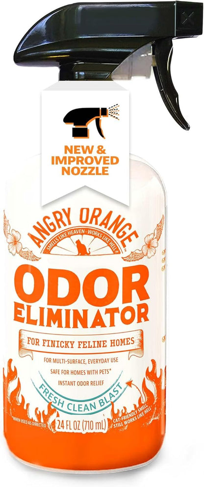 Pet Odor Eliminator for Dog and Cat Urine, Carpet Stains, and Strong Smells – NEW Orange Rush Scent – Citrus Cleaner with Natural Orange Oil – 24 Oz