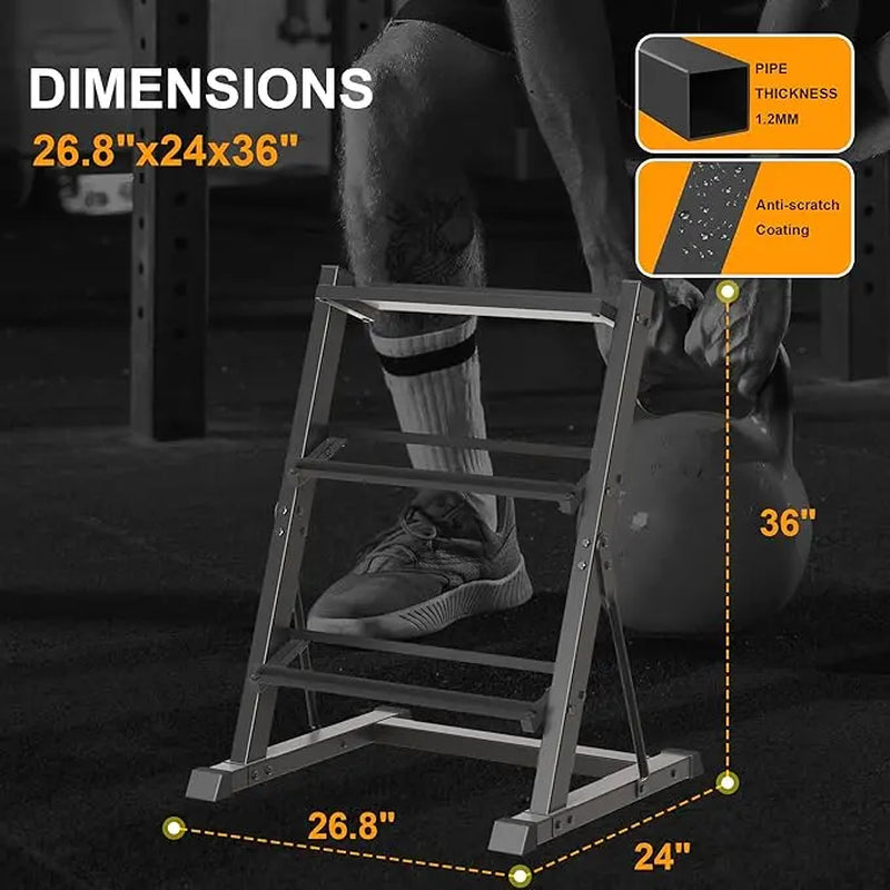 3 Tier Dumbbell Rack Stand Only, 700LB Capacity Adjustable Weight Rack for Home Gym, Heavy-Duty Weight Stand for Dumbbells & Kettlebells(Rack Only)