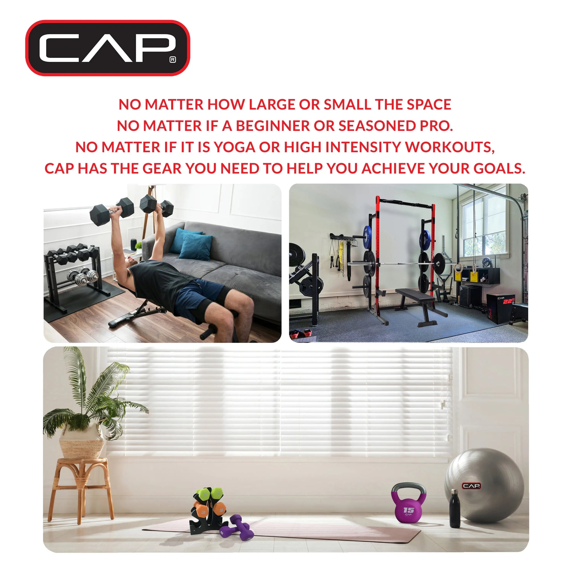 (2 Pack) CAP Barbell, 20Lb Rubber Hex Dumbbell, Single