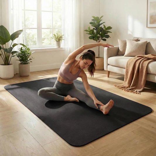 Large Yoga Mat 6'X 4'（72”X 48”）—1/4" &1/3" Extra Wide Exercise Mat 183Cm X 122Cm Large Exercise Mat Big Home Yoga Mat Pilates Mat,Non Slip,Thick,Tpe Workout Mat,For Women & Men, Yoga, Pilates, Gym and Floor Workouts Pilates