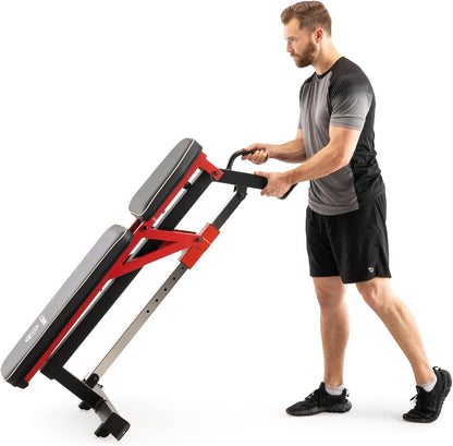 Marcy Foldable Standard Weight Benches, Adjustable Strength Training Benches for Full Body Workout