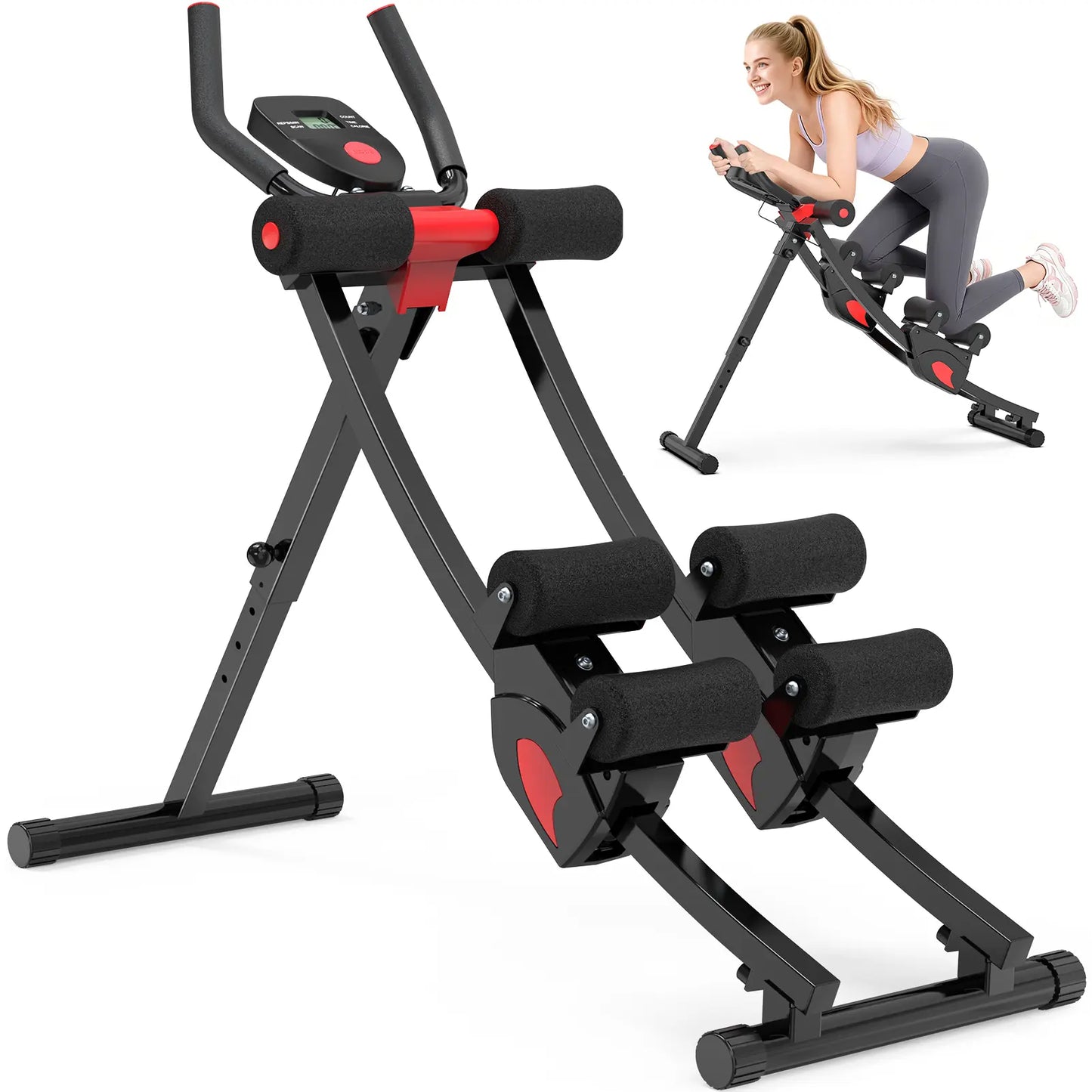 Bearbro Adjustable Ab Trainer with LCD Monitor, 4 Resistance Levels, Foldable Core Workout Machine for Home Gym,Blackfriday