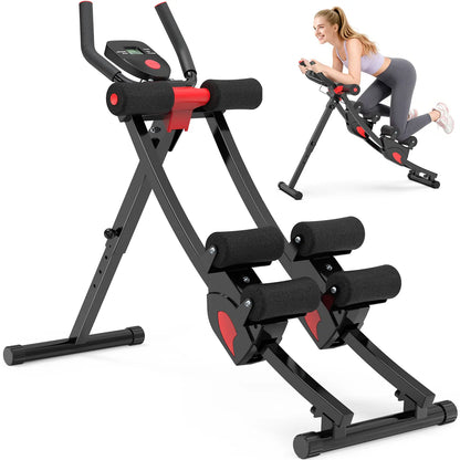 Bearbro Adjustable Ab Trainer with LCD Monitor, 4 Resistance Levels, Foldable Core Workout Machine for Home Gym,Blackfriday