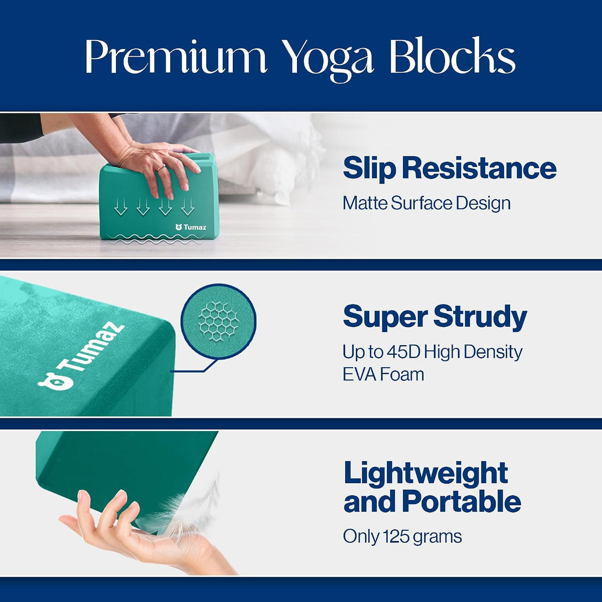 Non-Slip Yoga Blocks，High-Density EVA Foam 2 Pack for Yoga & Pilates