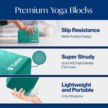 Non-Slip Yoga Blocks，High-Density EVA Foam 2 Pack for Yoga & Pilates