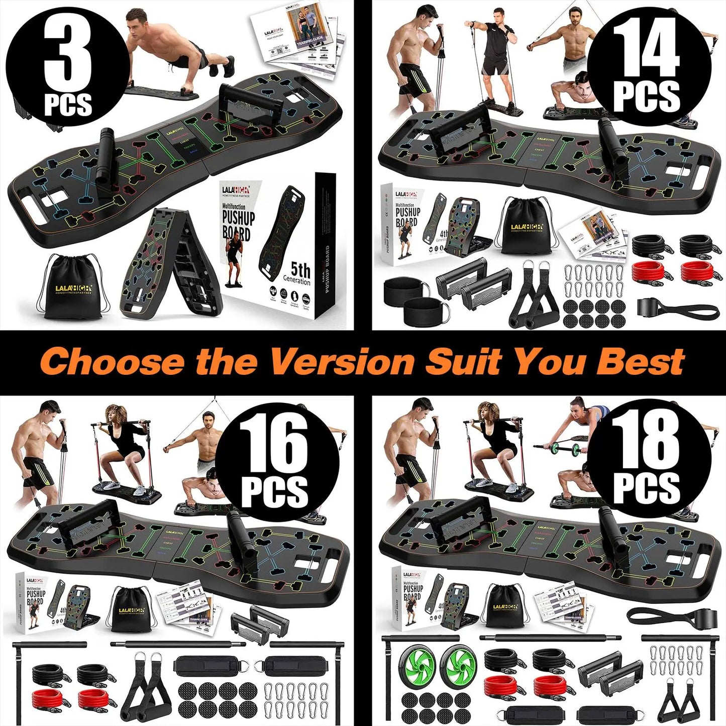 LALAHIGH Portable Home Gym System: Push-Up Board, Strengthen Abs, Create Broad Shoulders, Build Strength, Ideal for Men'S Fitness Needs