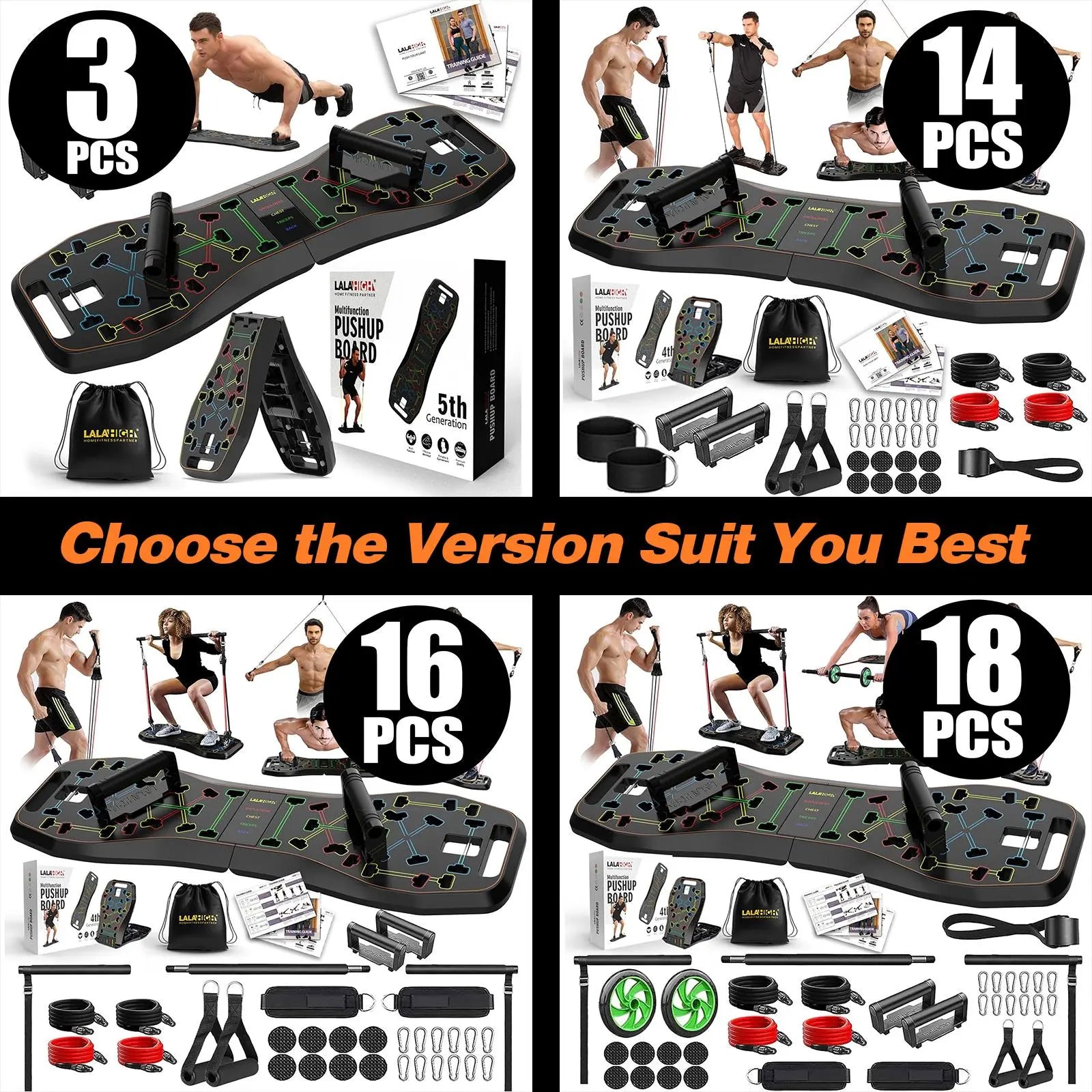 LALAHIGH Portable Home Gym System: Push-Up Board, Strengthen Abs, Create Broad Shoulders, Build Strength, Ideal for Men'S Fitness Needs