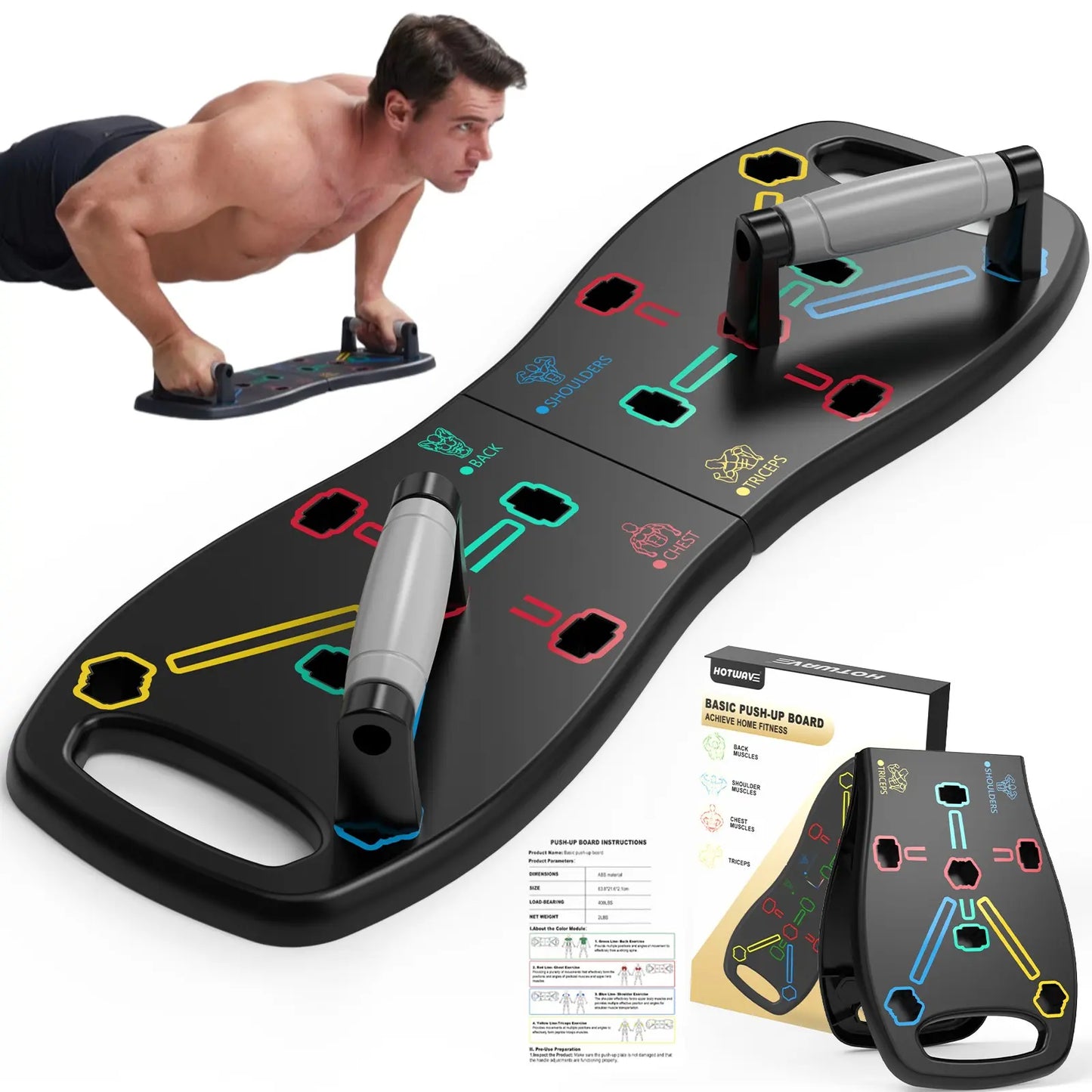 HOTWAVE Push up Board Fitness,Professional Strength Training Equipment for Chest, Shoulders, Back & Triceps, Portable Workout Station with Non-Slip Handles Home Exercise Machine Arm Exerciser Push up Stand Push up Bars