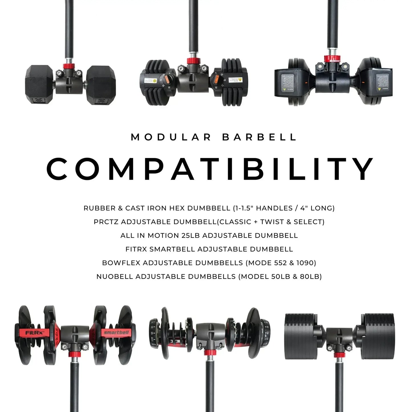 PRCTZ Modular Training Barbell and Curl Bar Combo, Adjustable Dumbbell to Barbell Weight Bar ,Curl Bar, and Macebell Converter, Built-In Resistance Tube Adapter, up to 200 Lb. Capacity
