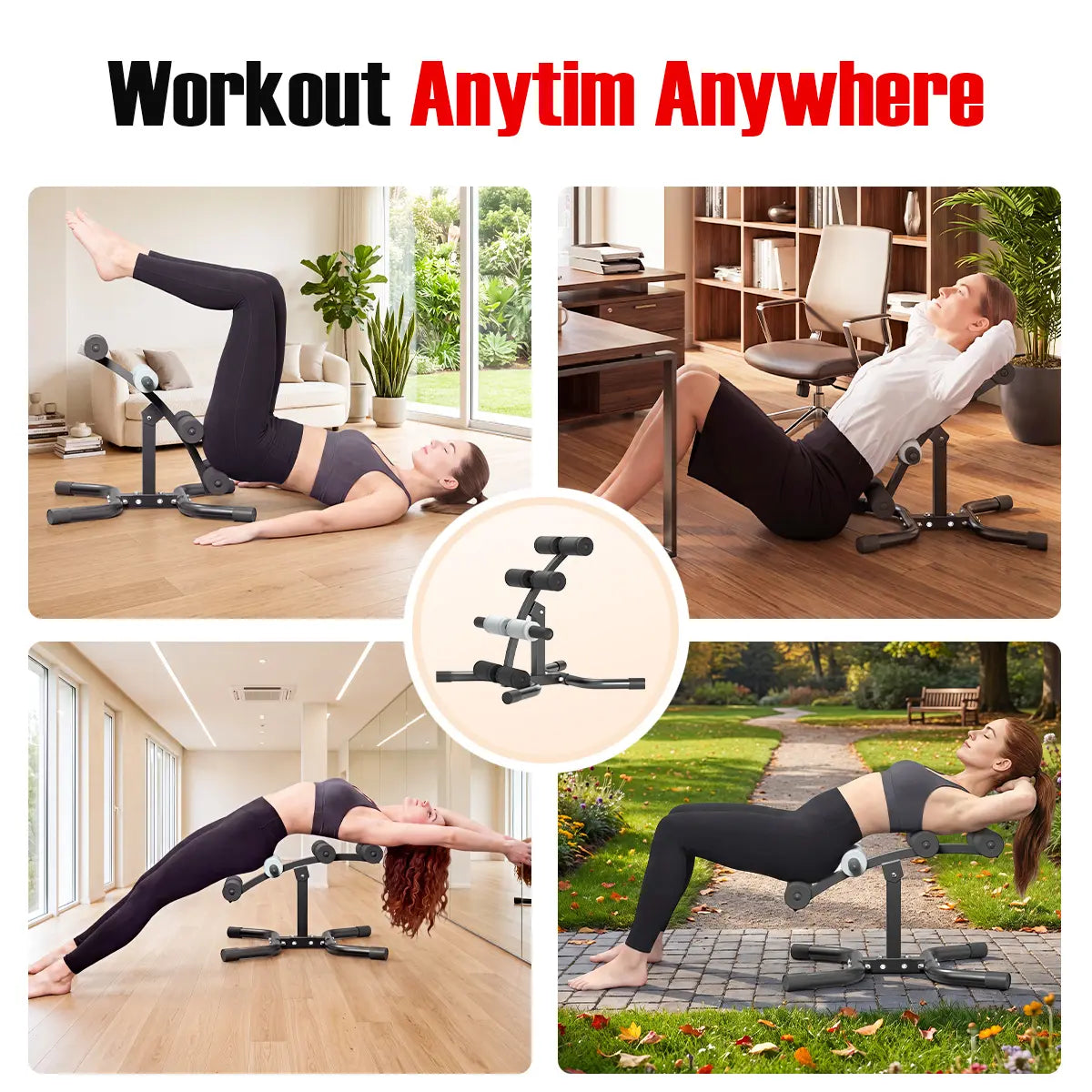 RELIFE REBUILD YOUR LIFE Mini Inversion Table, Unisex Abdominal Training Equipment for Home Gym, Compact Steel Frame Back & Glute Trainer with Foam Rollers, 330 LBS, Workout Machine, Home Abs Workout