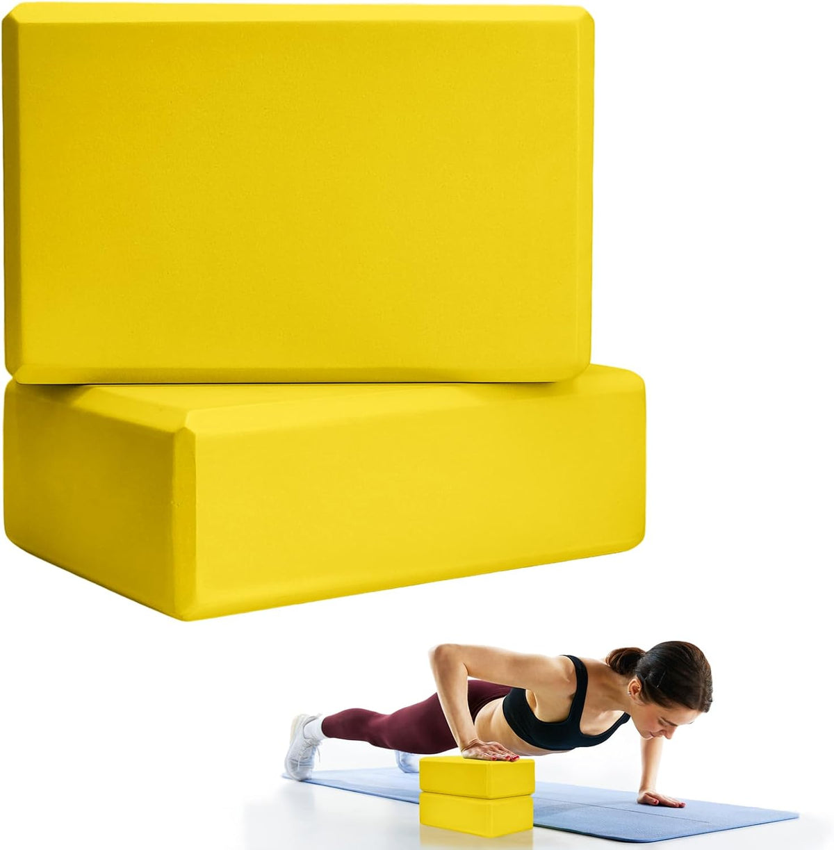 2 Pcs Yoga Blocks, 9X6X3 Inch Foam Blocks for Pilates