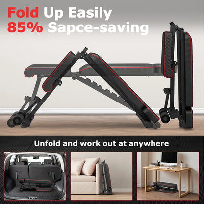 Foldable Weight Bench, 800Lbs Weight Capacity, Banco Para Hacer Ejercicio Adjustable Workout Bench Incline Decline Bench Press for Home Gym Full Body Workout