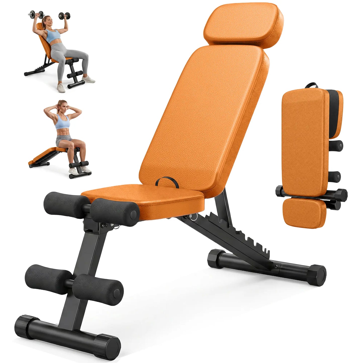 Foldable Weight Bench, 800Lbs Weight Capacity, Banco Para Hacer Ejercicio Adjustable Workout Bench Incline Decline Bench Press for Home Gym Full Body Workout