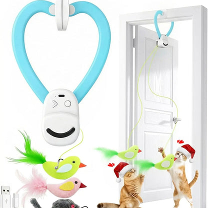 CATPICK Interactive Cat Toys for Indoor Cats - Automatic Flying Bird & Mouse Doorway Hanging Toy, USB Rechargeable Electric Kitten Toy for Hunting Instinct, Enrichment & Exercise, 2 Birds & 1 Mouse