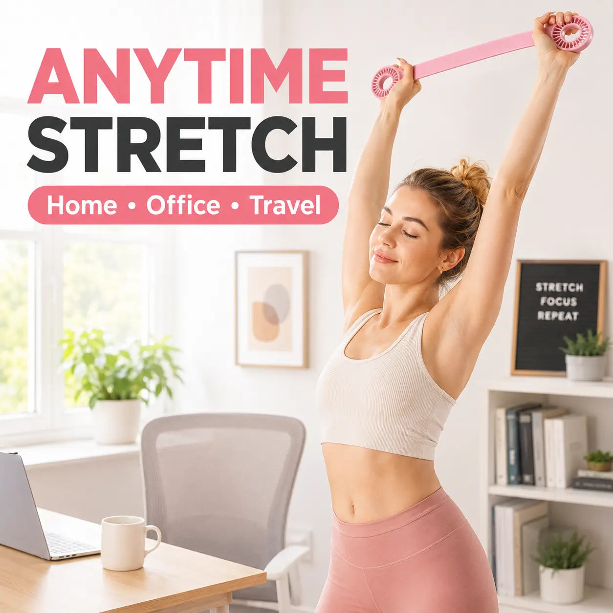 [Summerwins] Women’S Silicone Figure 8 Resistance Band - Lightweight Elastic Hand Gripper Flexible Grip Attachment Hand-Pulling Band, Shoulder Stretch Tool for Home Yoga, Desk Breaks, Arm Workout for Woman, Resistance Band Workout, Handheld