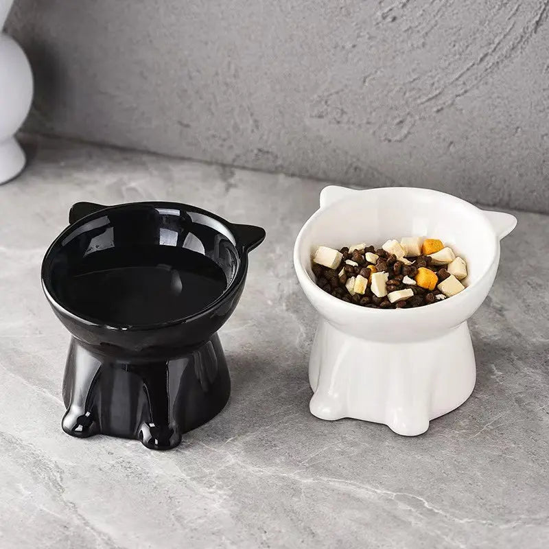 2-Piece Set /Pure Elevated Pet Feeding Bowls, Anti-Vomit Design, Protects Neck & Spine, Non-Slip Base, Durable Plastic, Suitable for Cats & Small Dogs