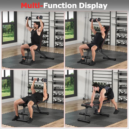 Foldable Weight Bench, 800Lbs Weight Capacity, Banco Para Hacer Ejercicio Adjustable Workout Bench Incline Decline Bench Press for Home Gym Full Body Workout