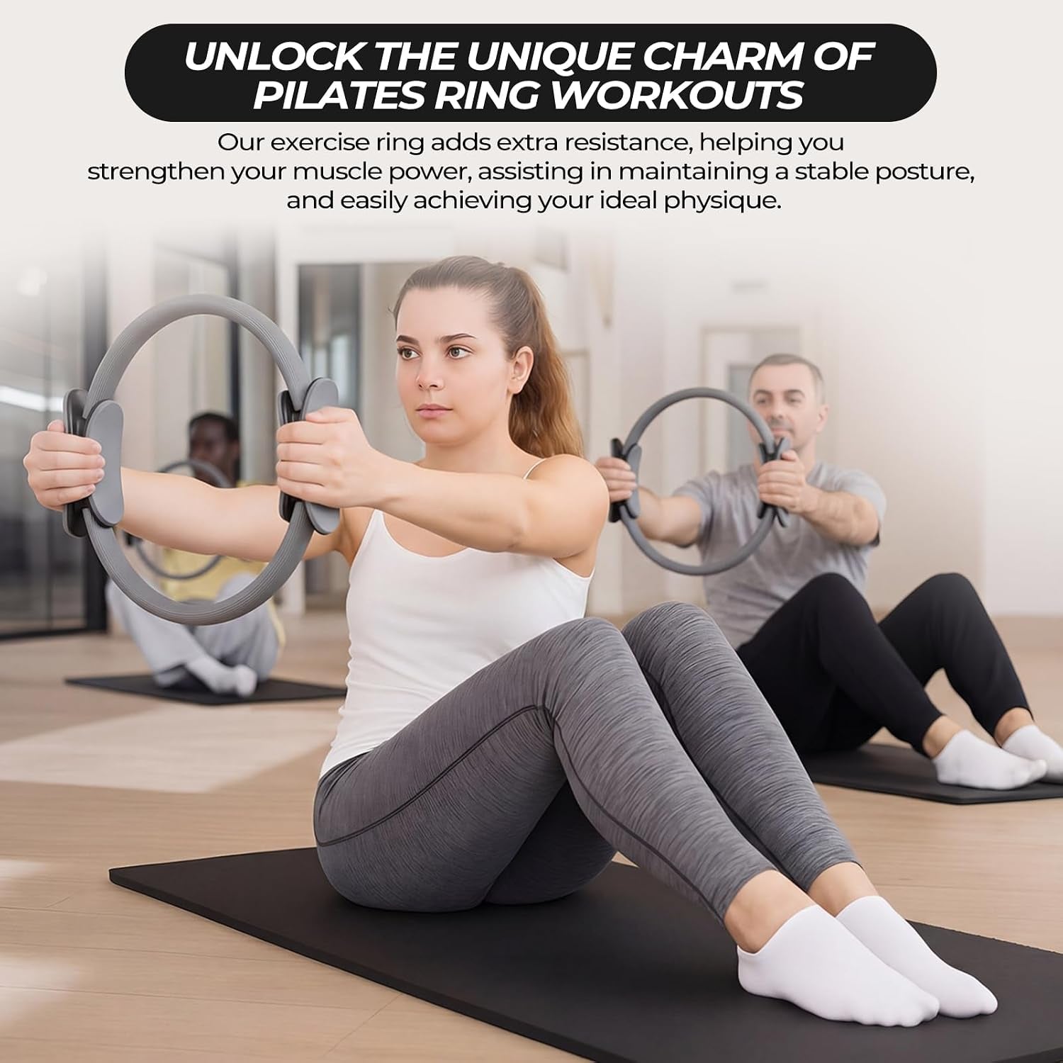 18 Pcs Pilates Ring and Ball Set with Resistance Bands Home Workout Pilates Equipment 11.8 Inch Magic Circle with Padded Handles, Mini Ball for Strength, Toning and Flexibility