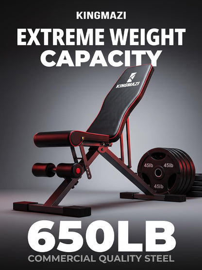 Adjustable Weight Bench, Exercise Workout Bench for Full Body Workout- Multi-Purpose Foldable Bench, Folding Dumbbells Bench with Resistance Band Set