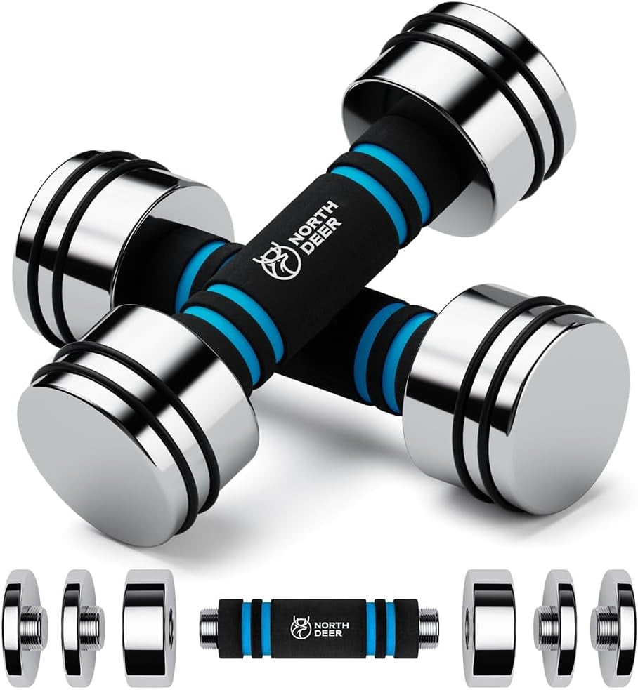 Steel Dumbbells Ultracompact & Adjustable Chrome Dumbbell