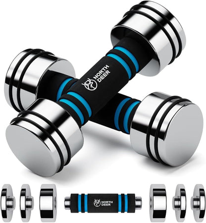 Steel Dumbbells Ultracompact & Adjustable Chrome Dumbbell