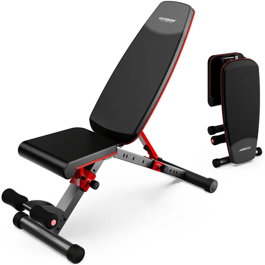 HARISON Heavy Duty Adjustable Weight Bench with Leg Extension & Preacher Pad, Full Body Strength Training Equipment for Home Gym Press Chest Machine Gym Reaper Max Bench Adjustable Foldable Weight Bench