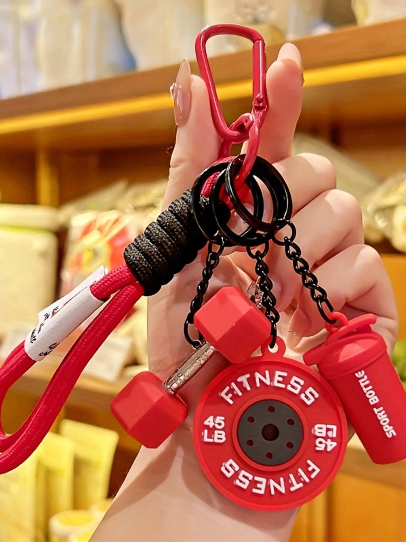 Dumbbell and Barbell Keychain Set, Gym Keychain, Creative Fitness Accessories, DIY Keychains & Bag Charms, Keychain Wristlet Strap, Keychain Accessory, Perfect Gift for Holi