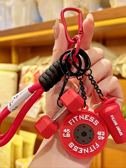 Dumbbell and Barbell Keychain Set, Gym Keychain, Creative Fitness Accessories, DIY Keychains & Bag Charms, Keychain Wristlet Strap, Keychain Accessory, Perfect Gift for Holi