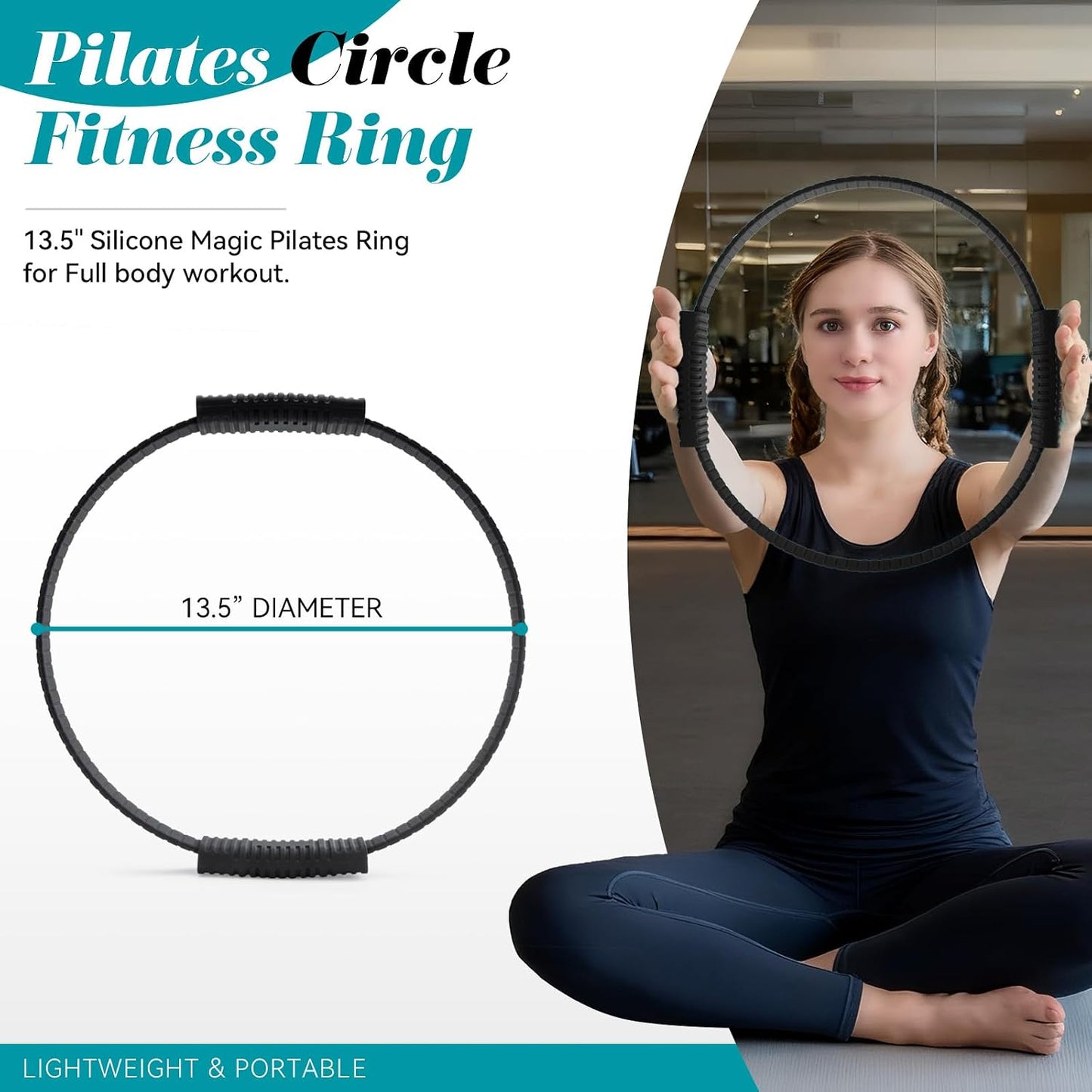 Pilates Ring, Silicone Magic Pilates Rings, Lightweight & Durable Flexible Fitness Circle Exercise Equipment for Toning Arms, Thighs,Legs, Core,Yoga & Physical Therapy
