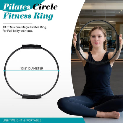 Pilates Ring, Silicone Magic Pilates Rings, Lightweight & Durable Flexible Fitness Circle Exercise Equipment for Toning Arms, Thighs,Legs, Core,Yoga & Physical Therapy