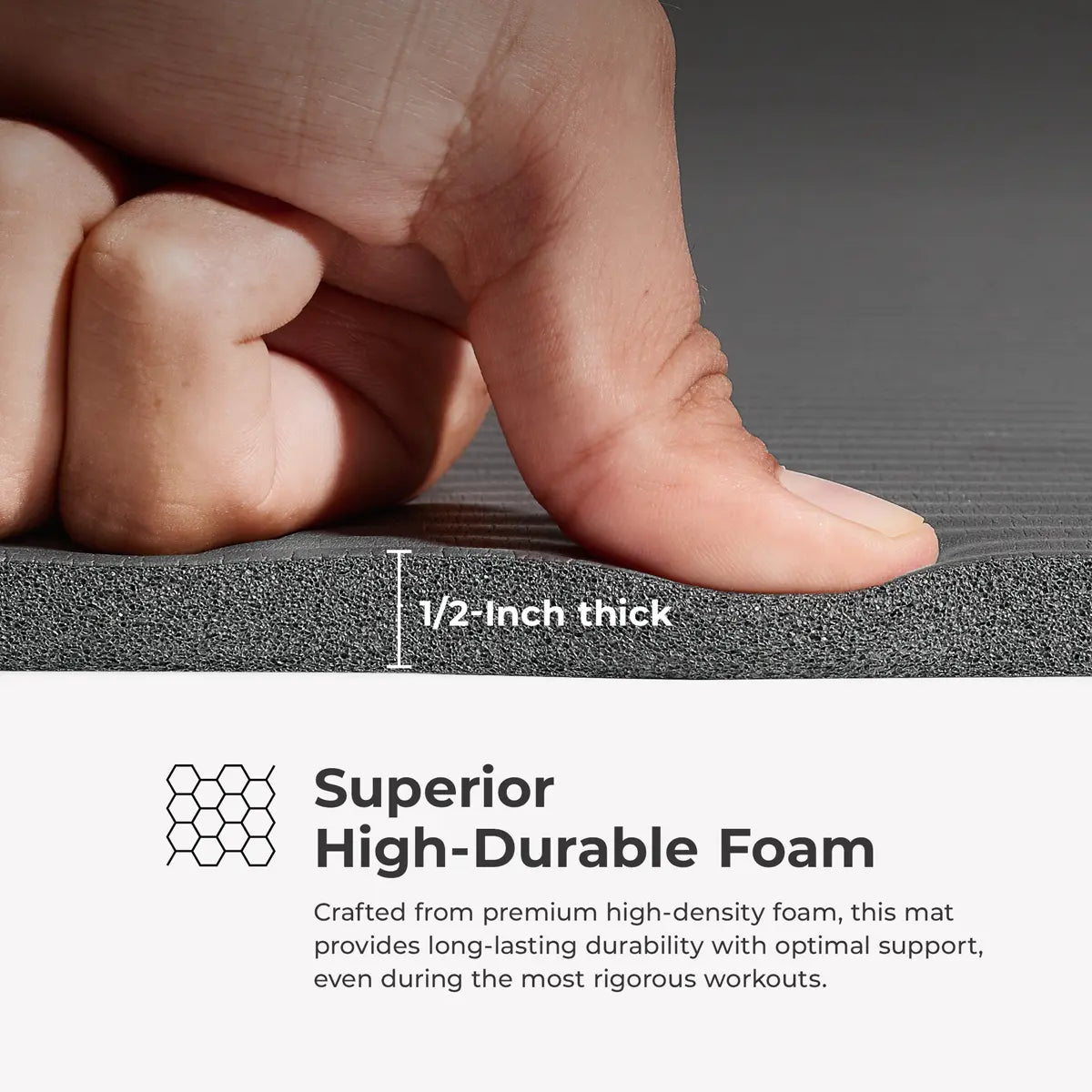 SUNNY 0.5" Thick Yoga Mat Home Gym Workout Fitness 74" X 24" Lightweight Portable Roll up Exercise Mat Non-Slip Textured Cushion Durable Tear Resistant Sweat and Water Resistant for Yoga Pilates Stretching Meditation Indoor and Outdoor Use