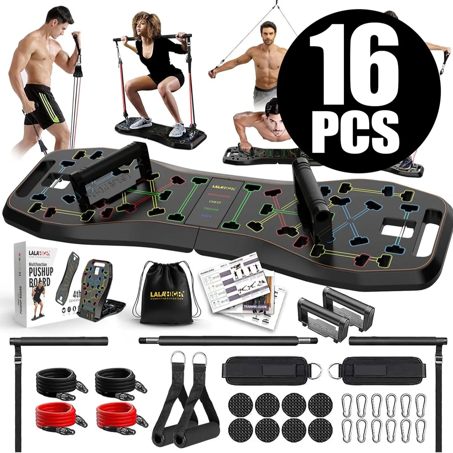 LALAHIGH Portable Home Gym System: Push-Up Board, Strengthen Abs, Create Broad Shoulders, Build Strength, Ideal for Men'S Fitness Needs