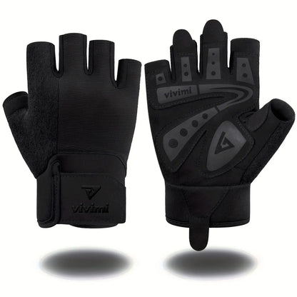Breathable Half Finger Gym Gloves, Random Print Lightweight Non-Slip Workout Gloves with Wrist Support, Durable Unisex Training Gloves for Weightlifting, Cycling & Daily Fitness, Fitness Accessories