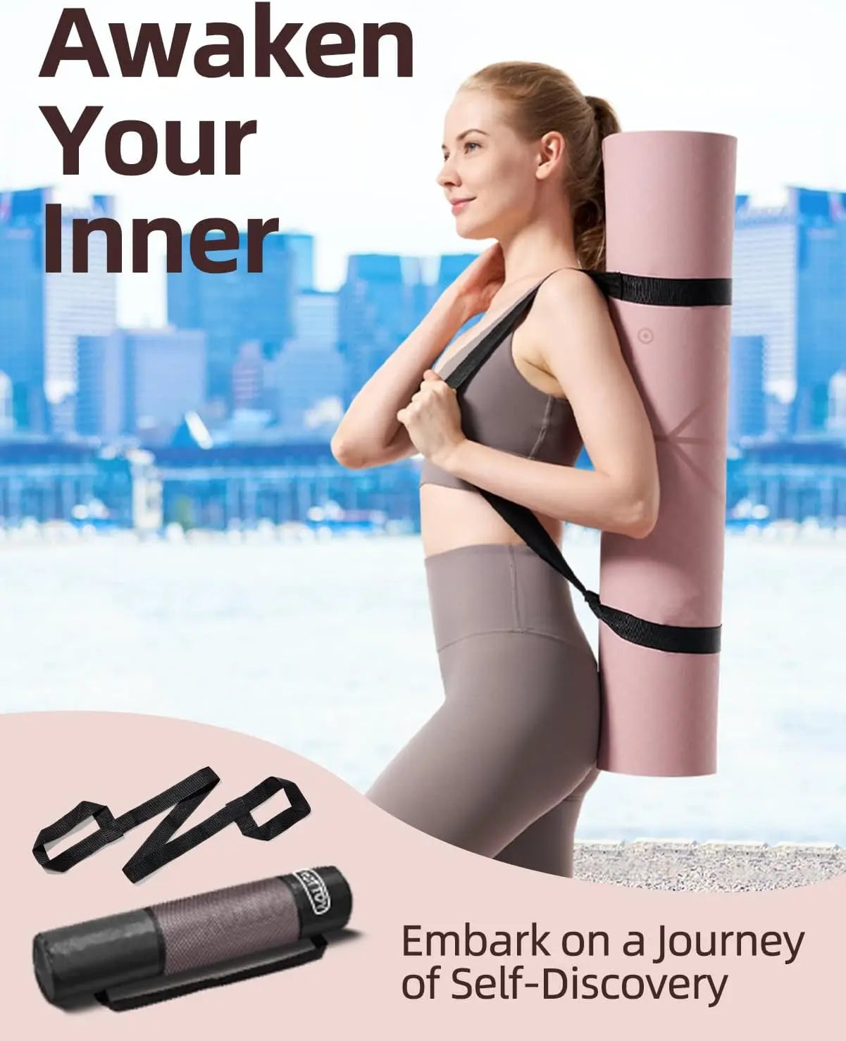 Hello Life - Premium Tottoy Yoga Mat Extra Wide Non-Slip TPE Mat for Exercise Fitness 72"X32"X1/3" for Women & Men