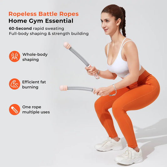 Aervital 2026 New Cordless Battle Ropes for Home Gym Full Body Workout Ropes for Men Women No Jump Ideal for HIIT Training Equipment & Festival Gift, Pink