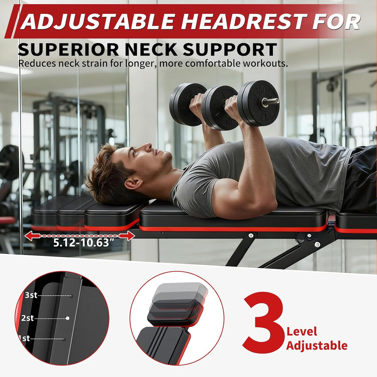 Adjustable Weight Bench, Foldable Workout Bench Press for Home Gym