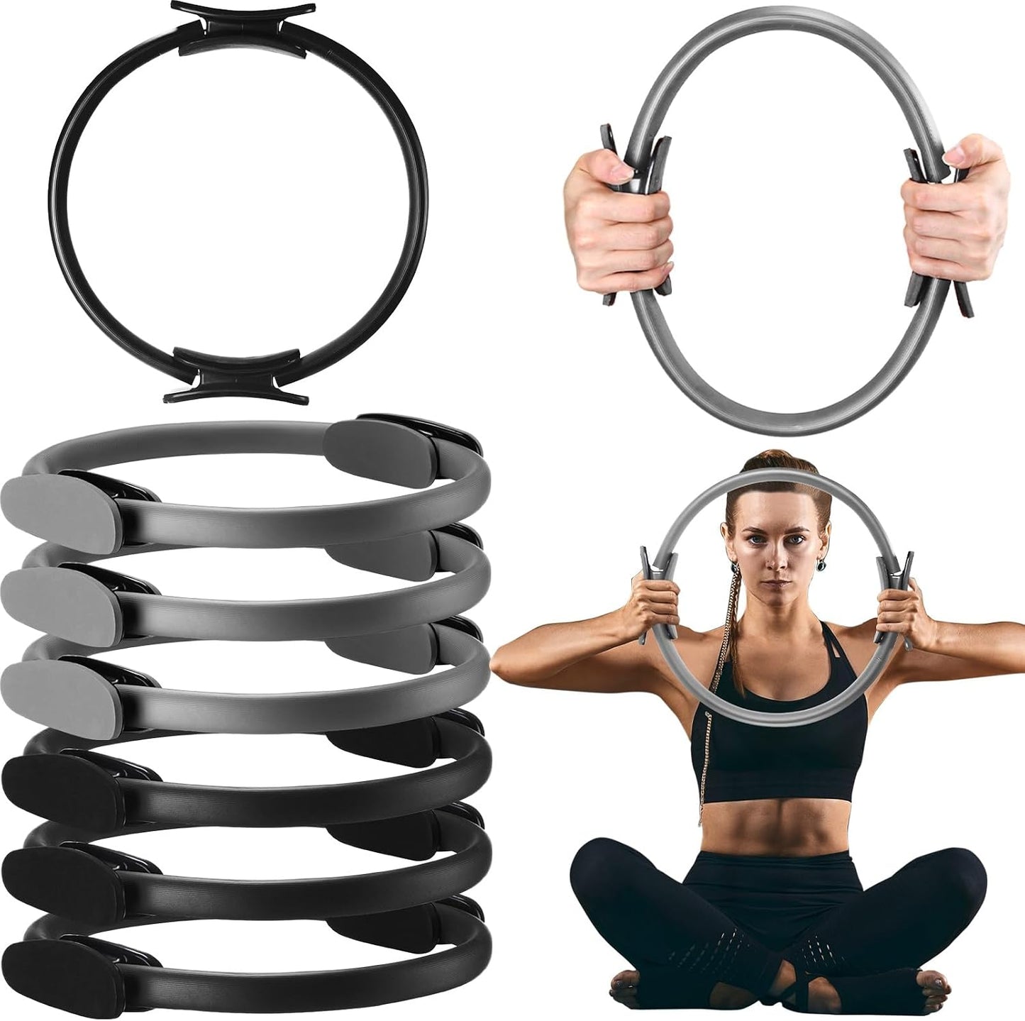 Pilates Ring 11. 81 Inch Pilates Circle Yoga Ring Magic Lightweight Flexible Workout Equipment for Fitness Physical Therapy Resistance Exercise Arms Legs