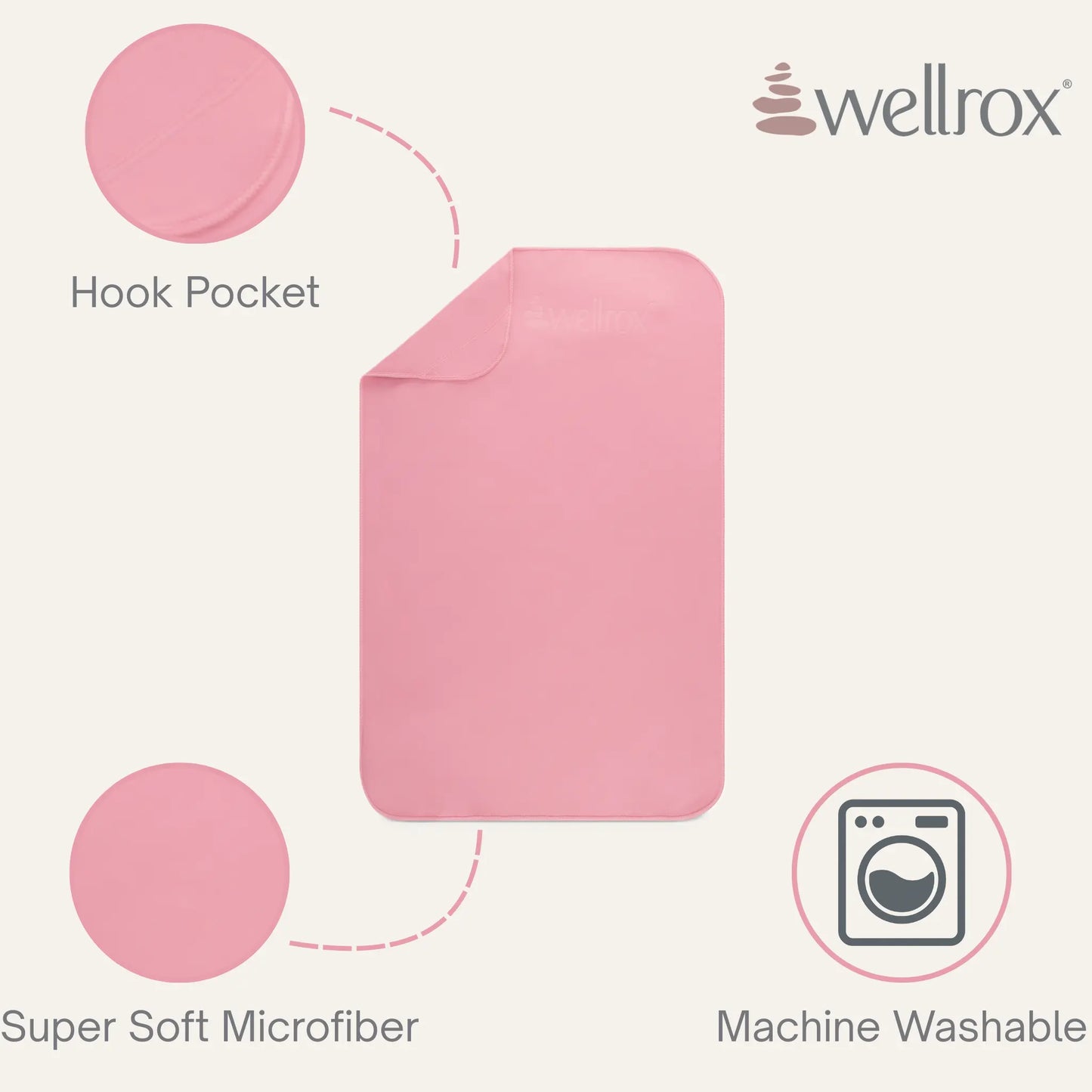 Wellrox Ultra-Absorbent Microfiber Yoga Hand Towel - Premium Yoga Fitness Equipment, Keeps You Dry during Intense Sessions (26.5"X16"), Intense Yoga Sessions